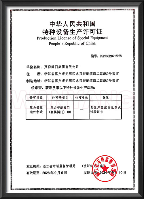 特种设备生产许可证